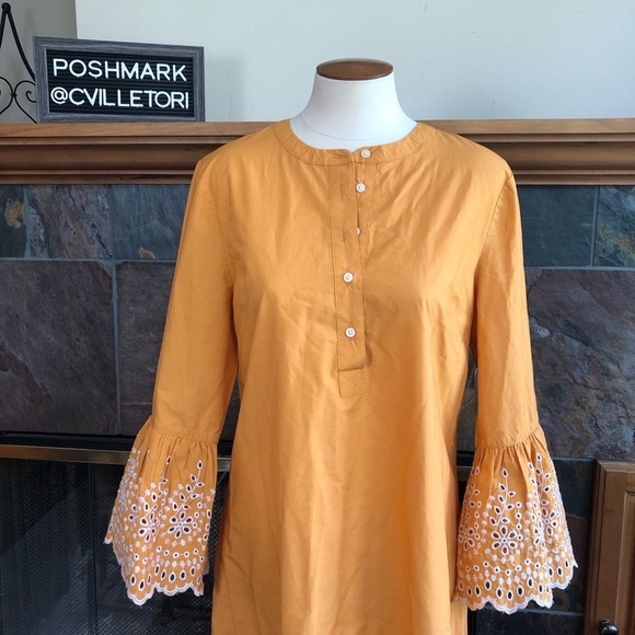 J. Crew Eyelet Bell Sleeve Button Down Dress - Picture 5 of 8